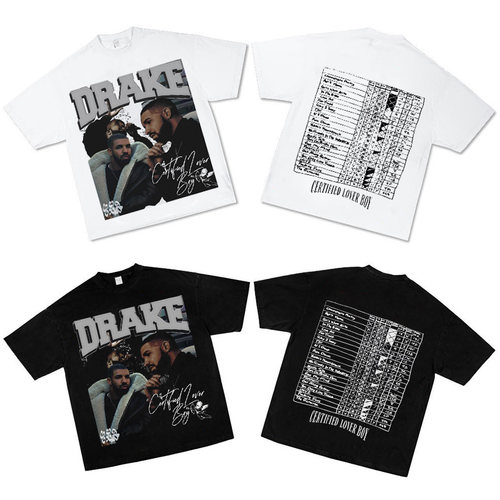 Drake tee德雷克人物印花短袖 Little Lover Boy专辑同款美式纯棉