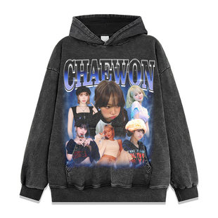 数码 Won透气印花 喷墨 复古休闲短袖 连帽卫衣 金采源Kim T恤 Chae