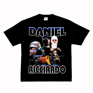 丹尼尔 里卡多 Daniel Ricciardo F1赛车美式做旧纯棉长短袖T恤潮