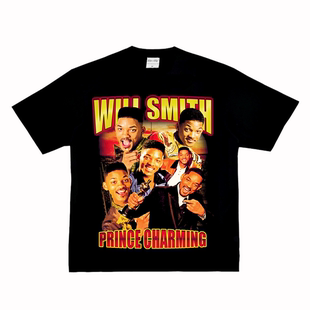 小领口做旧小众街头长短袖 威尔 演员美式 Smith T恤潮 Will