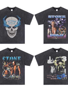 Stone Cold Steve Austin奥斯汀WWE冷石摔跤运动短袖 休闲宽松