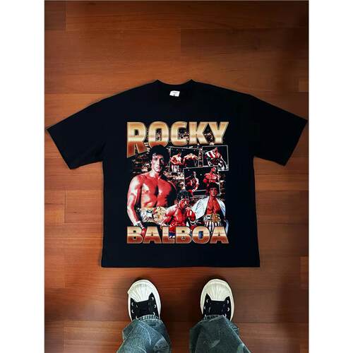 洛奇 Rocky 史泰龙 励志拳击电影美式街头健身肌肉纯棉长短袖tT恤