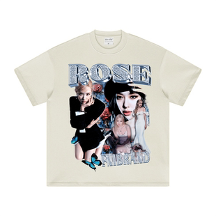 ROSE 朴彩英 blackpink 女团粉丝应援男女同款纯棉宽松长短袖Tt恤