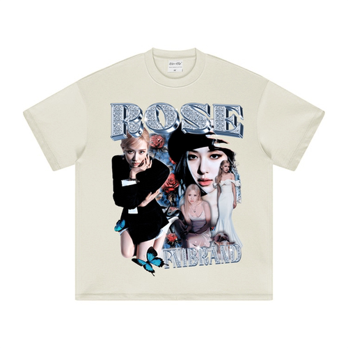 ROSE 朴彩英 blackpink 女团粉丝应援男女同款纯棉宽松长短袖Tt恤