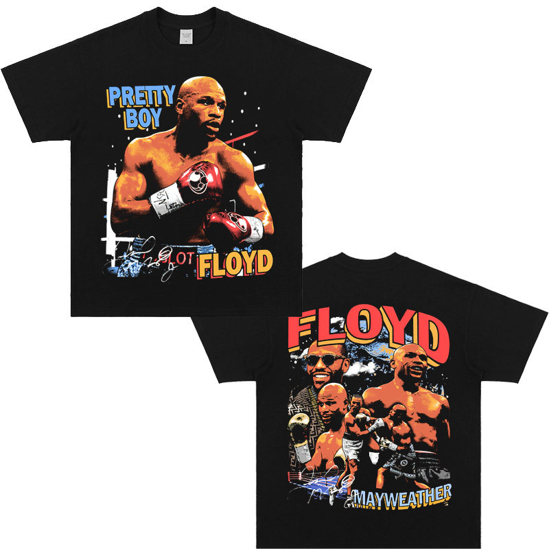 ufc格斗拳击弗洛伊德·梅威瑟Floyd Mayweather短袖美式复古宽T恤