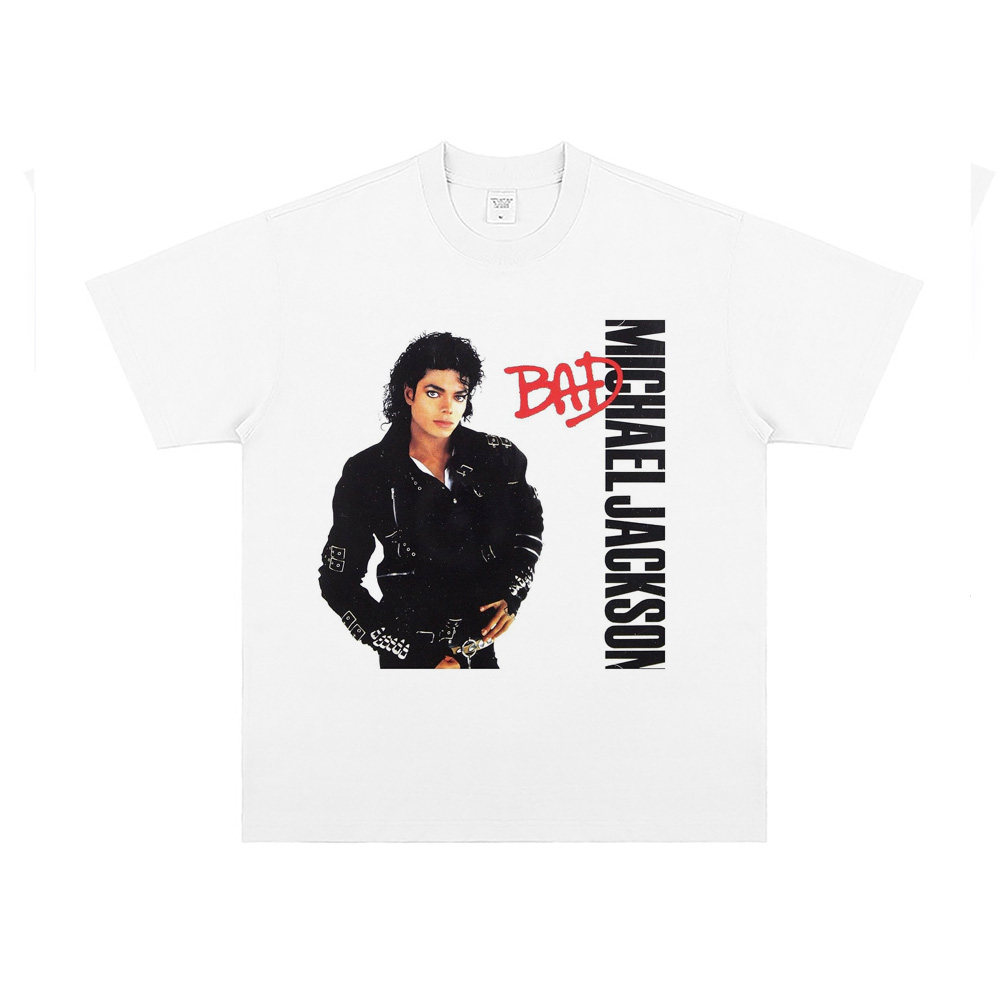 Michael Jackson迈克尔杰数码直喷透气印花短袖T恤长袖 纯棉宽松