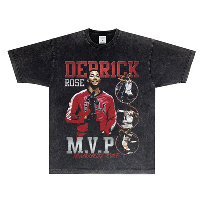 Derrick Rose vintage罗斯mvp美式篮球高街嘻哈宽松大码短袖T恤男
