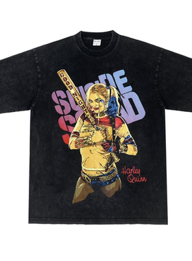 小丑 自杀小队哈莉奎茵 HarleyQuinn美式短袖纯棉圆领长袖T恤喷墨