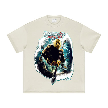 十三号星期五 杰森 Jason 美式做旧复古VTG街头电影纯棉长短袖T恤