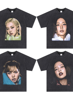blackpink短袖t恤衣服同款jisoo周边jennie上衣lisa rose数码直喷