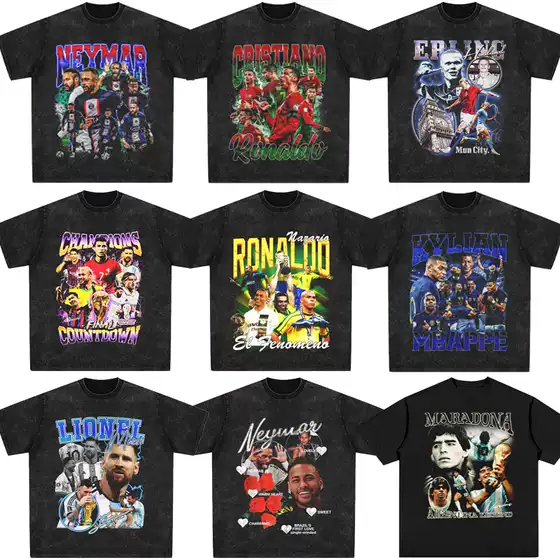 Cristiano Ronaldo T-shirt football king Maradona Messi, Messi, Mbappe, Neymar, Neymar football star short sleeved shirt