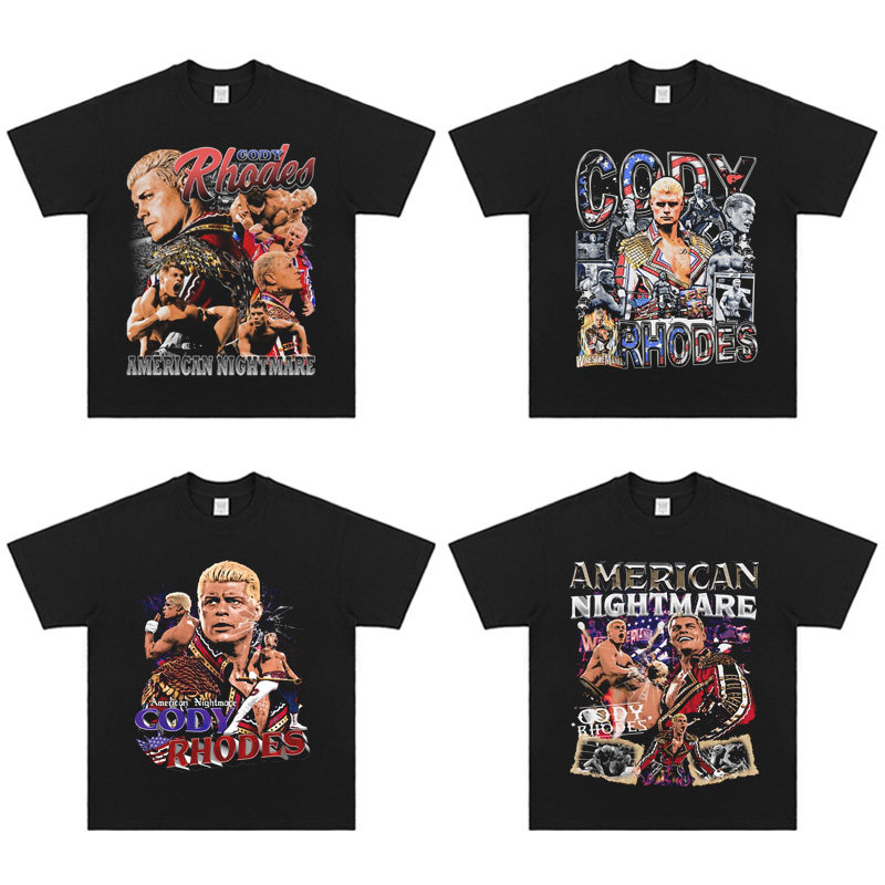 Cody Rhodes tee科迪罗兹短袖T恤 拳击摔角休闲运动宽松纯棉上衣 - 实物图