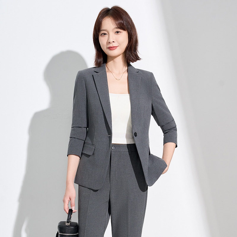灰色西装套装女2025新款春秋季感面试正装酒店经理工作服外套