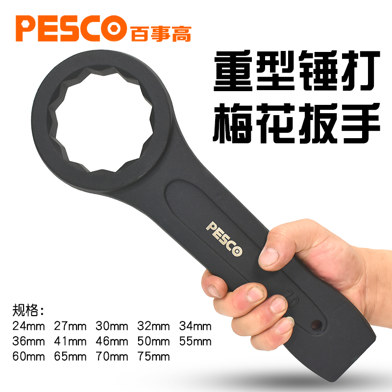重型单头加厚击打60/75梅花扳手