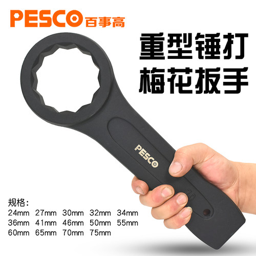 重型单头加厚击打60/75梅花扳手
