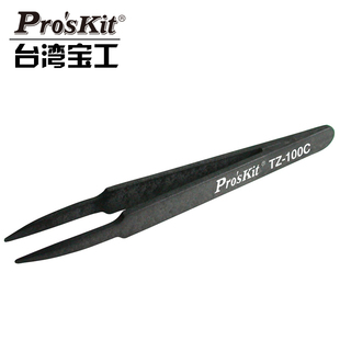 台湾宝工 TZ-100C 防静电纤维圆尖镊子防磁无感尖头镊子尖嘴
