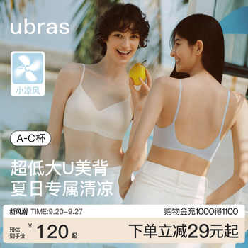 ubras甩甩干小凉风无尺码超薄速干大U美背无痕隐形吊带内衣女文胸