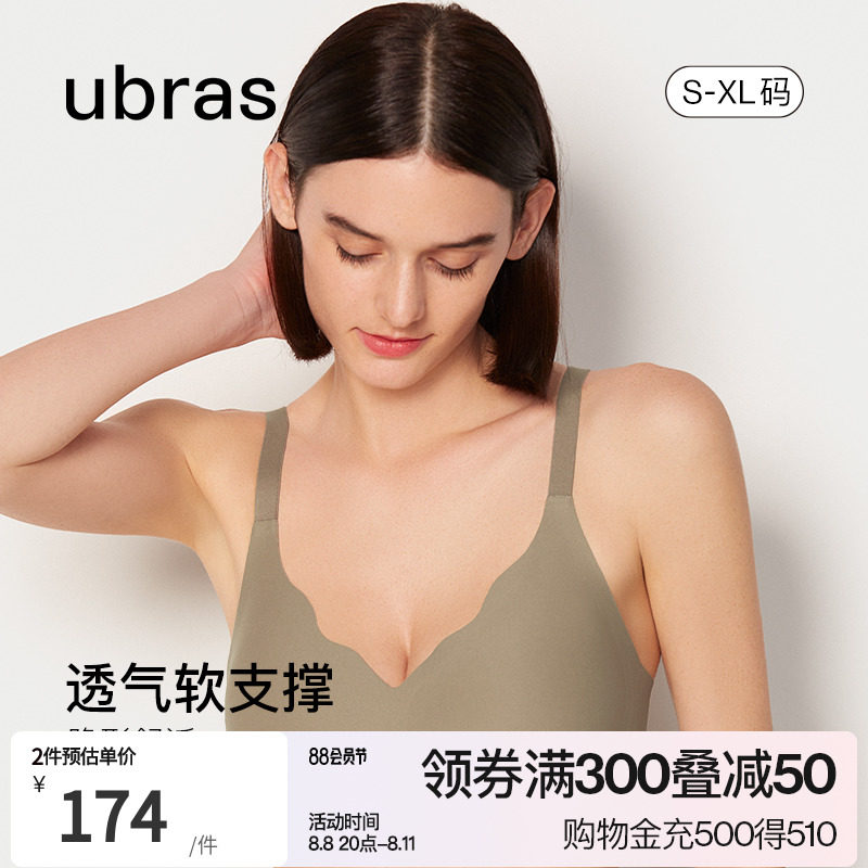 ubras软支撑果冻条聚拢大胸显小透气无痕防外扩胸罩文胸内衣女士高性价比高么？