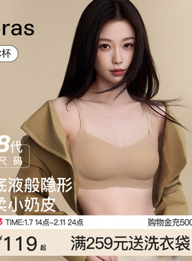 虞书欣同款ubras无尺码小奶皮粉底液无痕隐形吊带文胸罩红色内衣