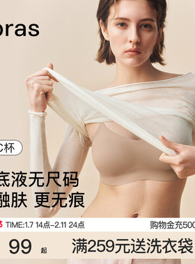 ubras无尺码粉底液隐形无痕吊带背心细肩带新品运动文胸罩内衣女