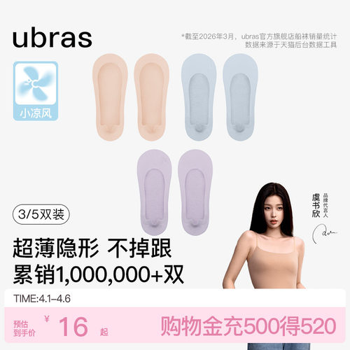 ubras防掉跟隐形袜子女船袜