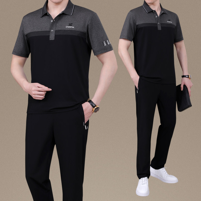 中老年运动套装男短袖t恤长裤纯棉夏季薄款老人休闲大码爸爸夏装,男装,休闲运动套装,淘宝优惠券,粉丝福利购,淘宝优惠卷