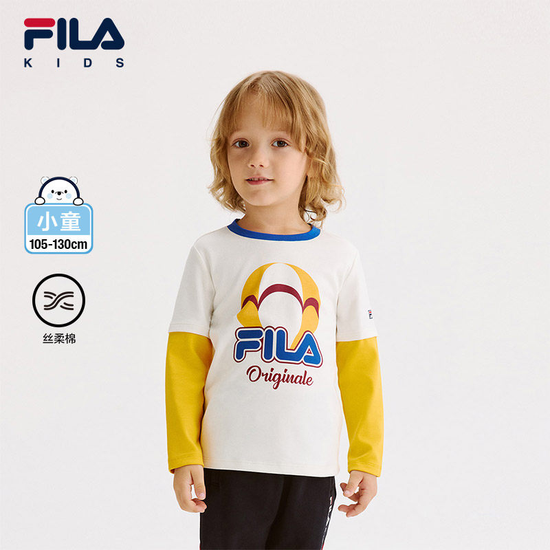 FILA斐乐童装儿童长袖T恤2025秋冬新款男小童套头休闲舒适上衣潮,童装/婴儿装/亲子装,T恤,淘宝优惠券,粉丝福利购,淘宝优惠卷