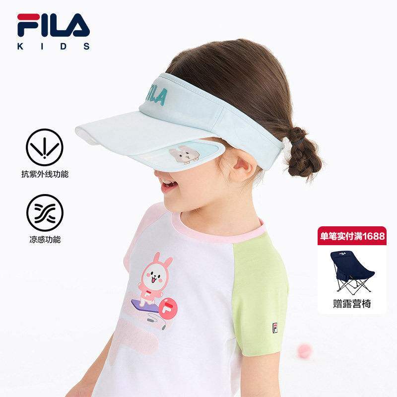 FILA斐乐儿童空顶帽2025年夏季新款防晒帽子户外卡通透气遮阳帽潮
