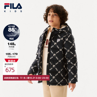 FILA斐乐童装儿童羽绒服冬季款男女童常规保暖休闲老钱风连帽外套