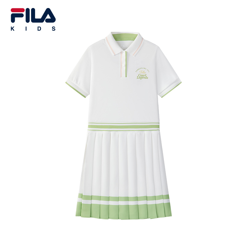 FILA斐乐大童运动针织百褶长裙