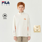 新款 FILA斐乐儿童童装 卫衣2025年冬季 男童中大童运动加绒套头上衣