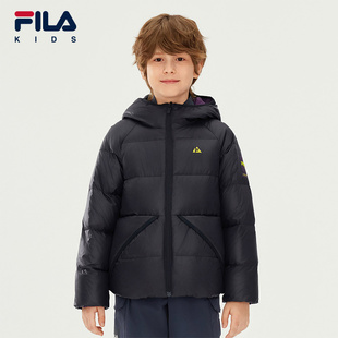 FILA 斐乐童装儿童双面穿羽绒服冬季款男女童连帽常规外套