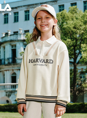FILA X HARVARD哈佛联名童装卫衣2025年秋季新款女童学院风上衣