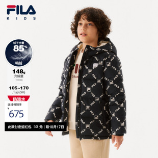 FILA斐乐童装儿童羽绒服冬季款男女童常规保暖休闲老钱风连帽外套