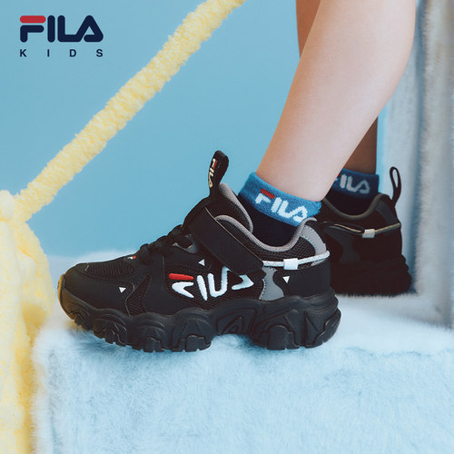 FILA KIDS斐乐童鞋儿童跑步鞋冬季款男女小童魔术贴猫爪休闲鞋