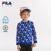 液氨整理 FILA斐乐儿童上衣秋季 新款 小童长袖 男童满印套头卫衣
