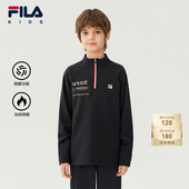 斐暖功能 FILA斐乐儿童长袖 T恤2025冬季 新款 男中大童加绒上衣