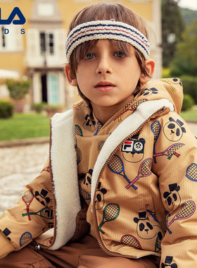 FILA X Mini Rodini斐乐童装春新品男小童仿羊羔绒两面穿外套