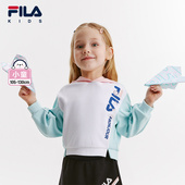 新款 FILA斐乐休闲童装 儿童保暖针织上衣春秋季 小童女童连帽卫衣