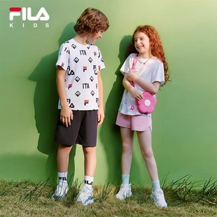 男女小童透气套头舒适短袖 新款 儿童运动T恤2025夏季 FILA斐乐童装