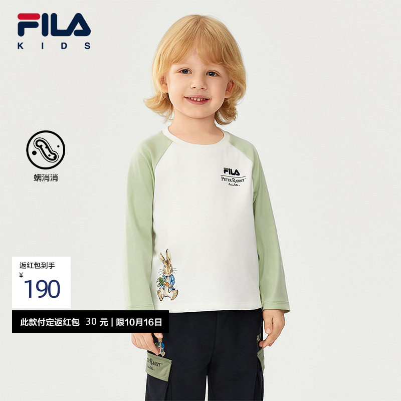 FILA X 彼得兔联名斐乐儿童长袖T恤男童2025冬季新款小童纯棉上衣