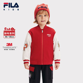 男小童新年外套 新款 花赞新年 FILA斐乐儿童红色棉服2025年冬季
