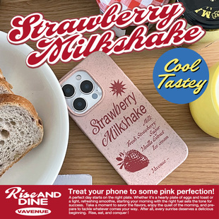 VA胜利大道“草莓奶昔”美式复古粉色可降解手机壳适用iPhone16Promax苹果15 14原创小众高级