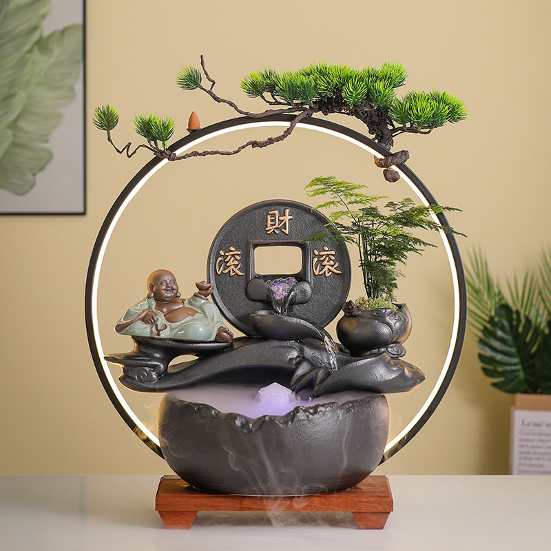 创意招财流水摆件循环水转运球玄流水摆件
