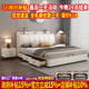 北欧纳帕真皮床现代简约主卧实木床多功能软靠包储物轻奢床双人床