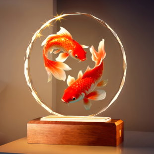 招财双龙鱼水晶摆件桌面装 饰客厅办公室吉祥物开业乔迁工艺品摆件