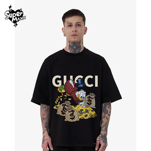 欧货高端情侣装短袖小众设计感奢潮宽松男生短袖T恤夏季潮牌t恤