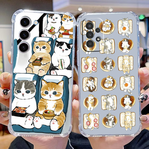 四角防摔三星手机壳可爱猫咪