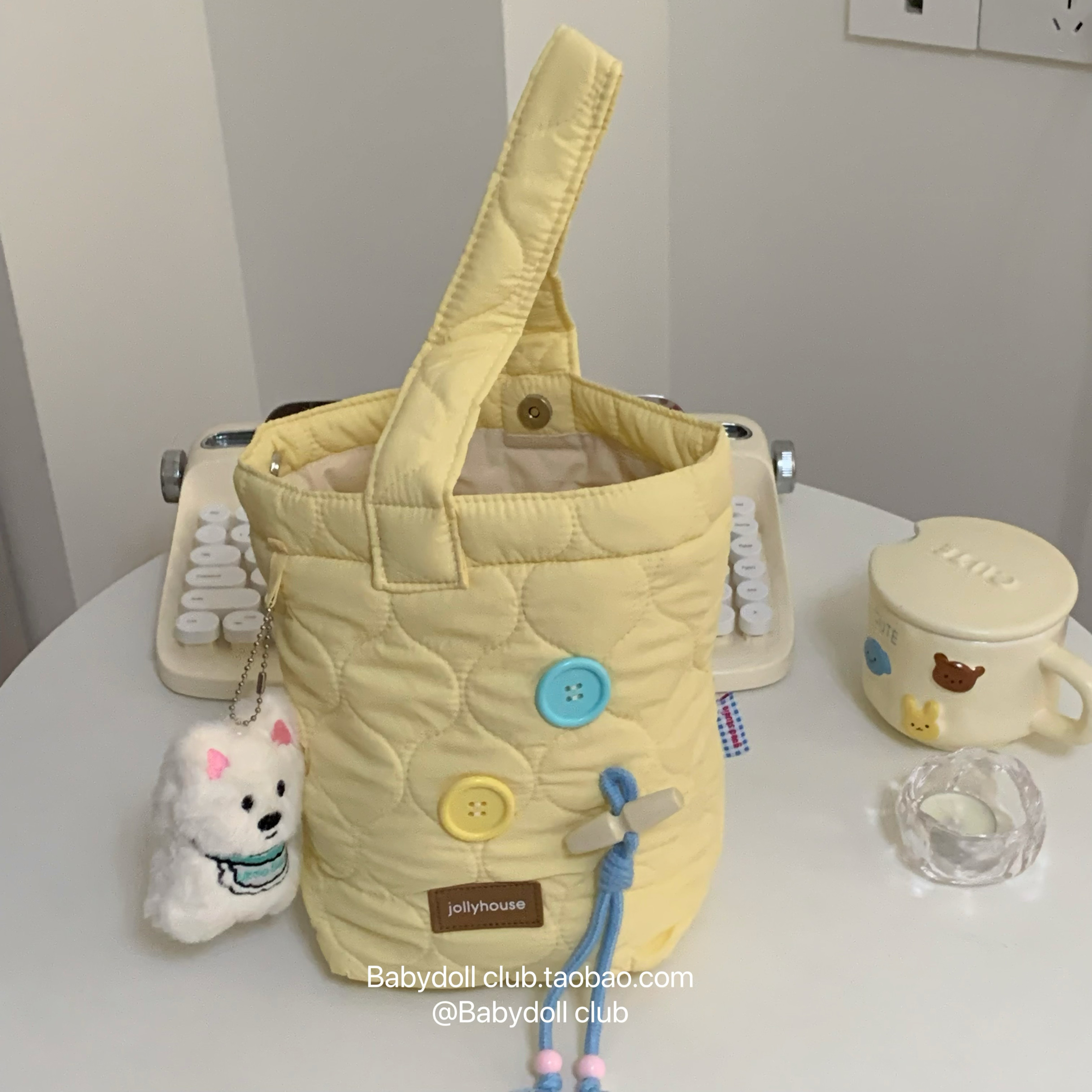 小狗菜篮子包～可爱少女手提包菜篮子包包女秋冬绗缝托特云朵包,箱包皮具/热销女包/男包,水桶包,淘宝优惠券,粉丝福利购,淘宝优惠卷