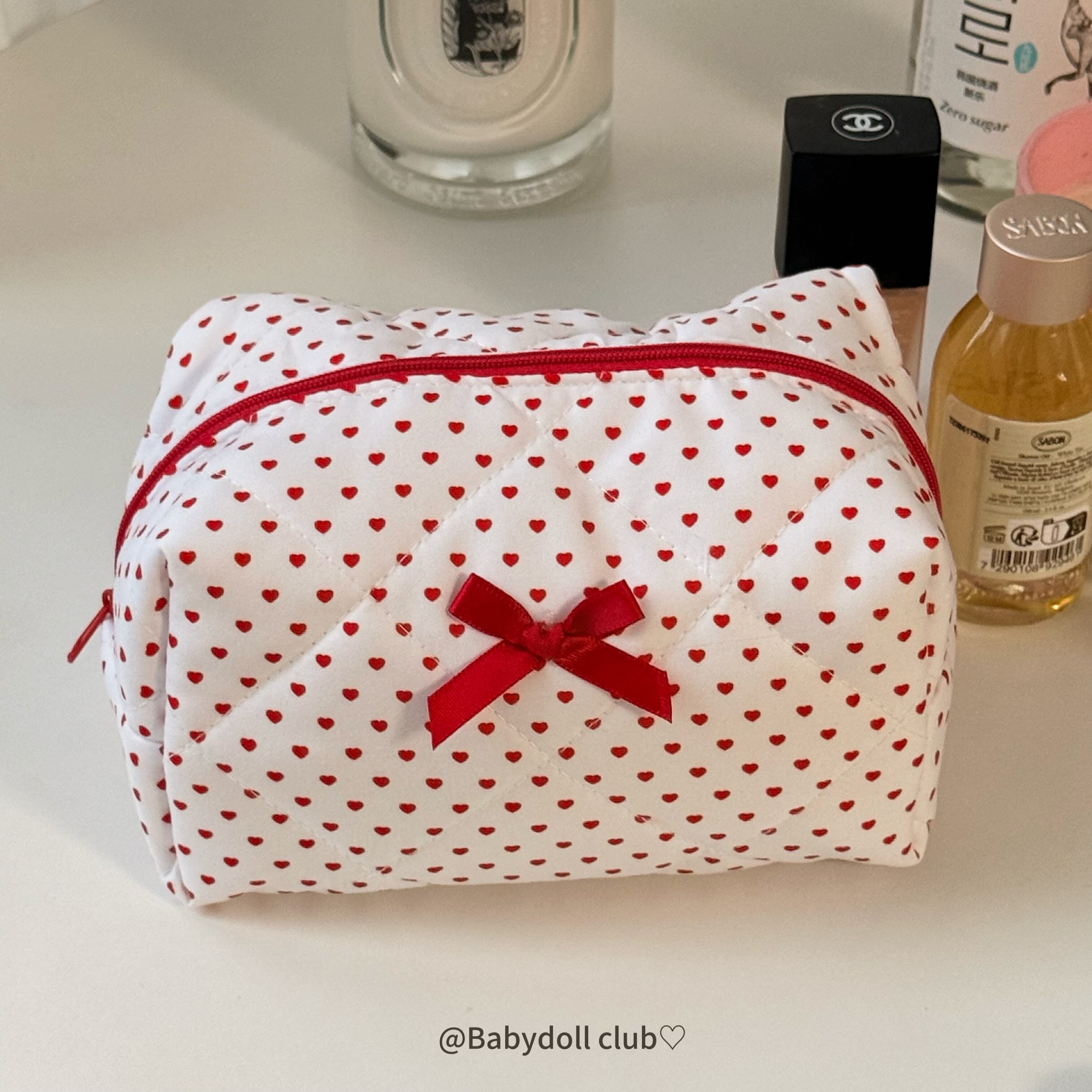 bm风！超级奶的配色！爱心波点化妆包旅行洗漱包卡通化妆品收纳包